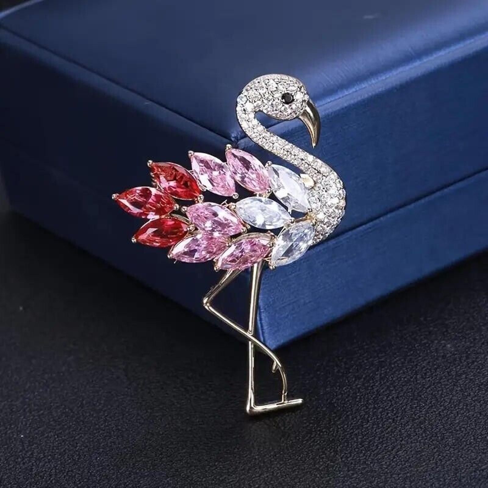 Other Flamingo Brooch Pin • Red • Pink • Clear • Rhinestones Size ONE SIZE - 7 Thumbnail