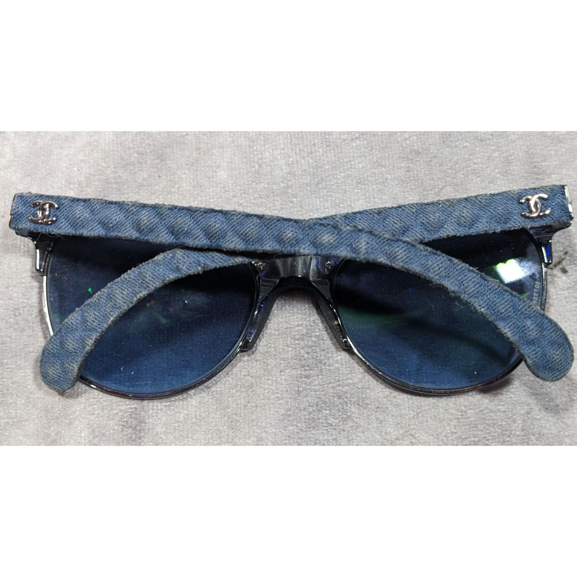 Chanel Chanel Blue Quilted Sunglasses 5342 .1552/52 Made In Italy Size ONE SIZE - 3 Thumbnail