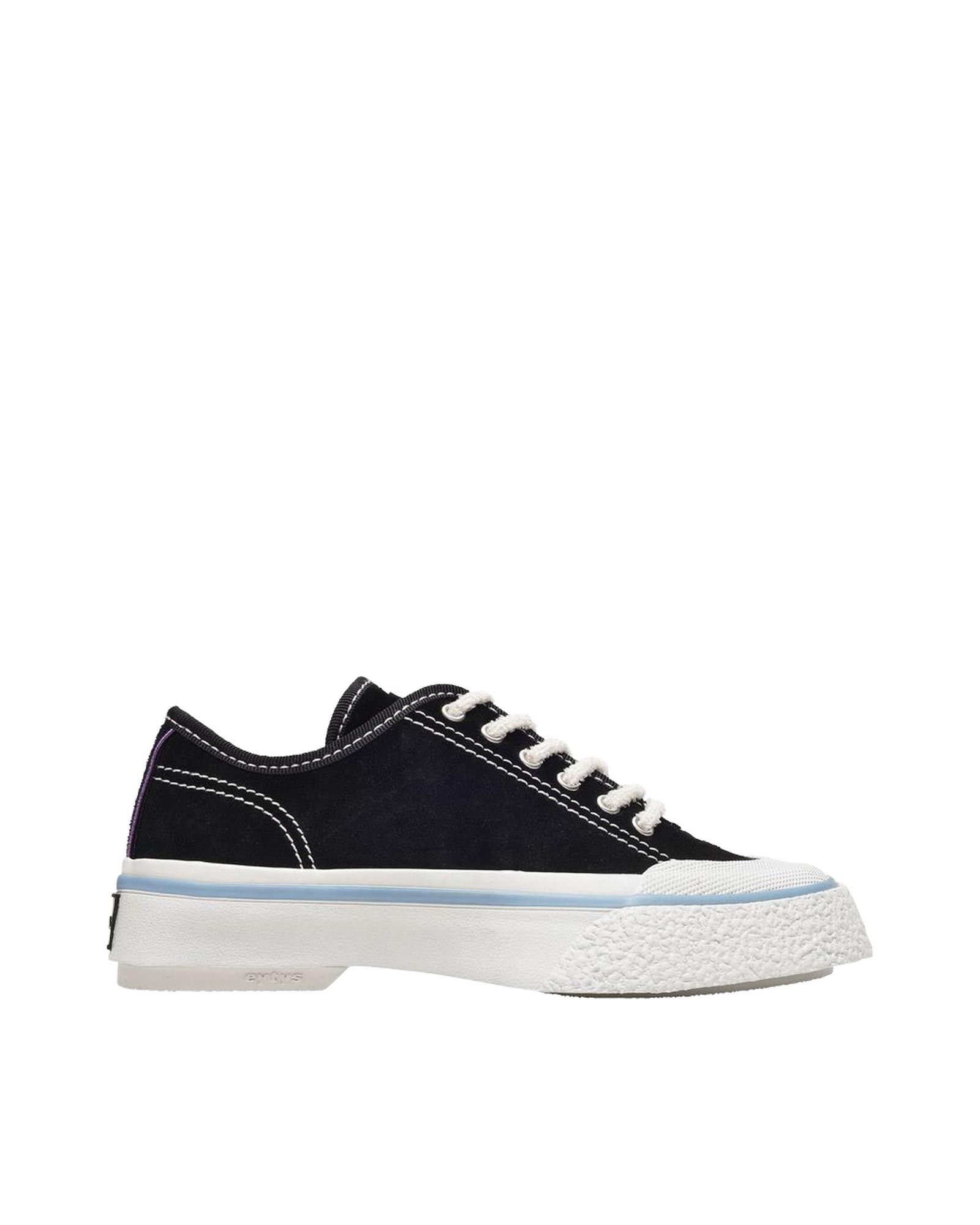 image of Eytys Suede Leather Sneakers With Sky Blue Trim in Black, Women's (Size 5)