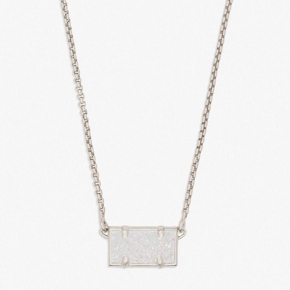 Kendra Scott Kendra Scott Pattie Iridescent White Drusy Silver Necklace Size ONE SIZE - 2 Thumbnail