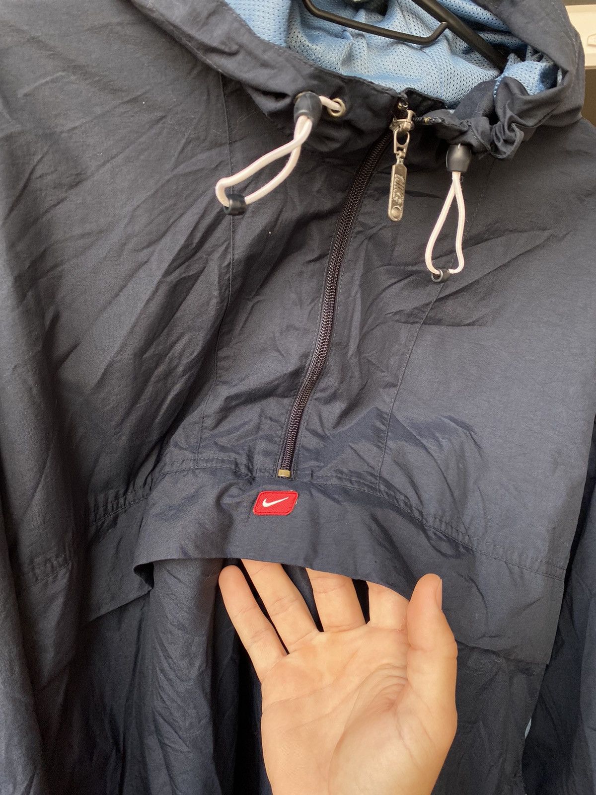 Nike × Vintage 00s Nike Vintage Nylon Center Swoosh Anorak Jacket Size US XL / EU 56 / 4 - 7 Thumbnail