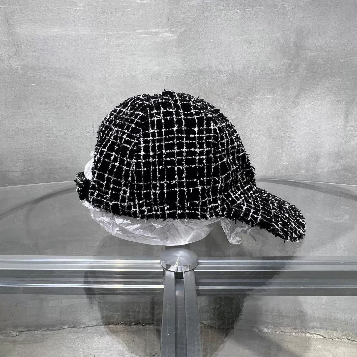 Chanel CHANEL tweed CC logo black and white wool baseball cap Size ONE SIZE - 3 Thumbnail