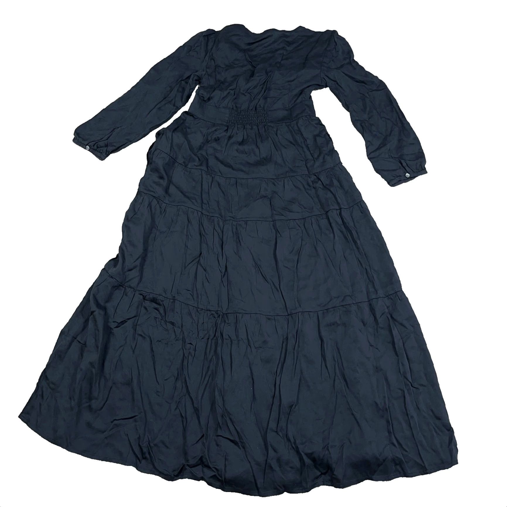 Marine Layer Marine Layer Dress Shirt Dress Women XS Black Lyocell Knit 3/4 Sleeve V-Neck Long Button Casual Beach Bohemian Peasant Spring Summer Size XS / US 0-2 / IT 36-38 - 3 Thumbnail