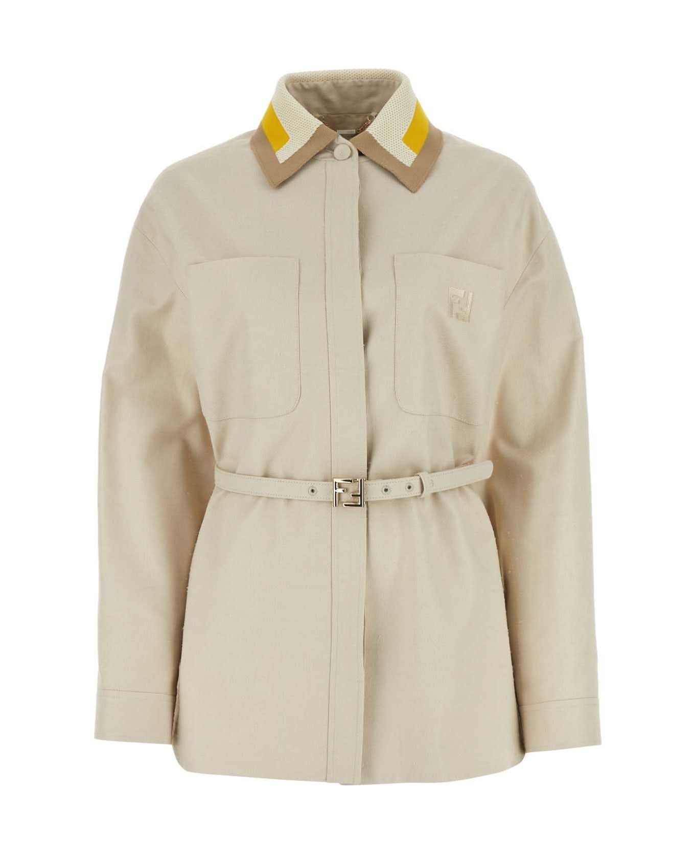 Fendi o1s1wg110825 Jacket in Beige Size L / US 10 / IT 46 - 1 Thumbnail