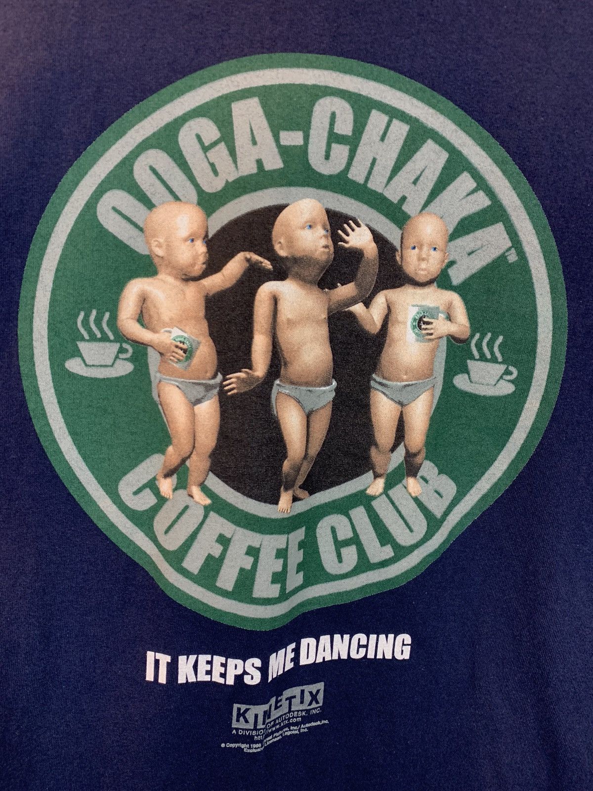 Vintage *RARE* Vintage 90s Ooga Chaka Coffee Club Dancing Baby Shirt Size US L / EU 52-54 / 3 - 2 Thumbnail