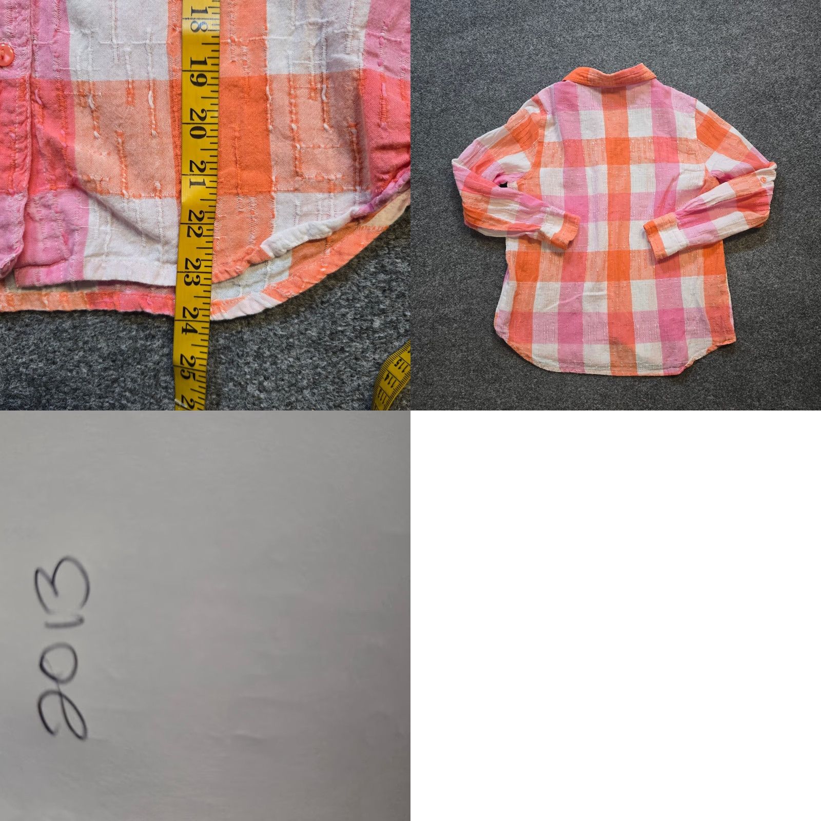 Vintage Vermont Country Store Top Womens S Orange Plaid Texture Button Casual Career Blouse (Lightweight) Size S / US 4 / IT 40 - 8 Thumbnail