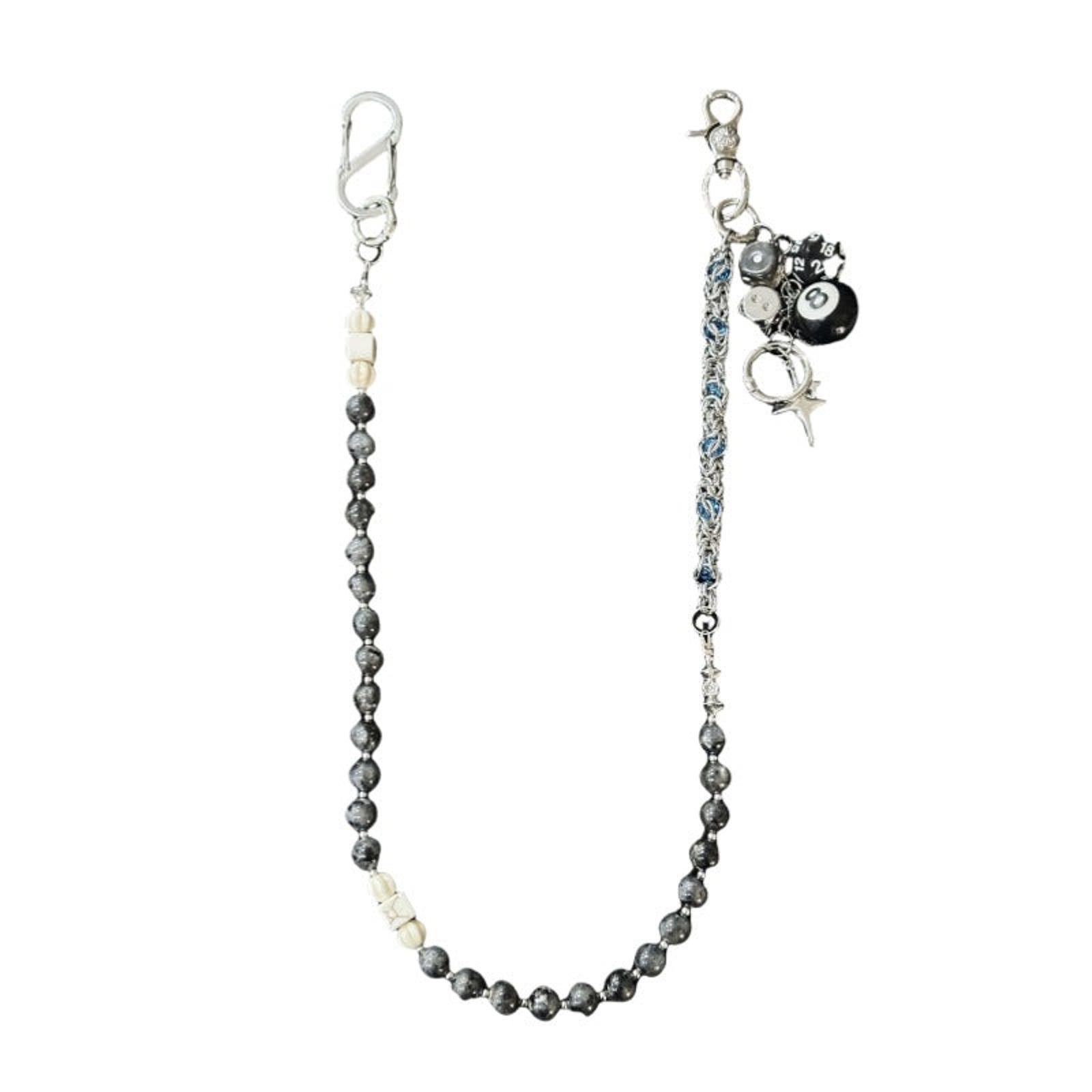Jewelry Black Beaded Chain Wallet Keychain with Dice Charms Size ONE SIZE - 5 Thumbnail