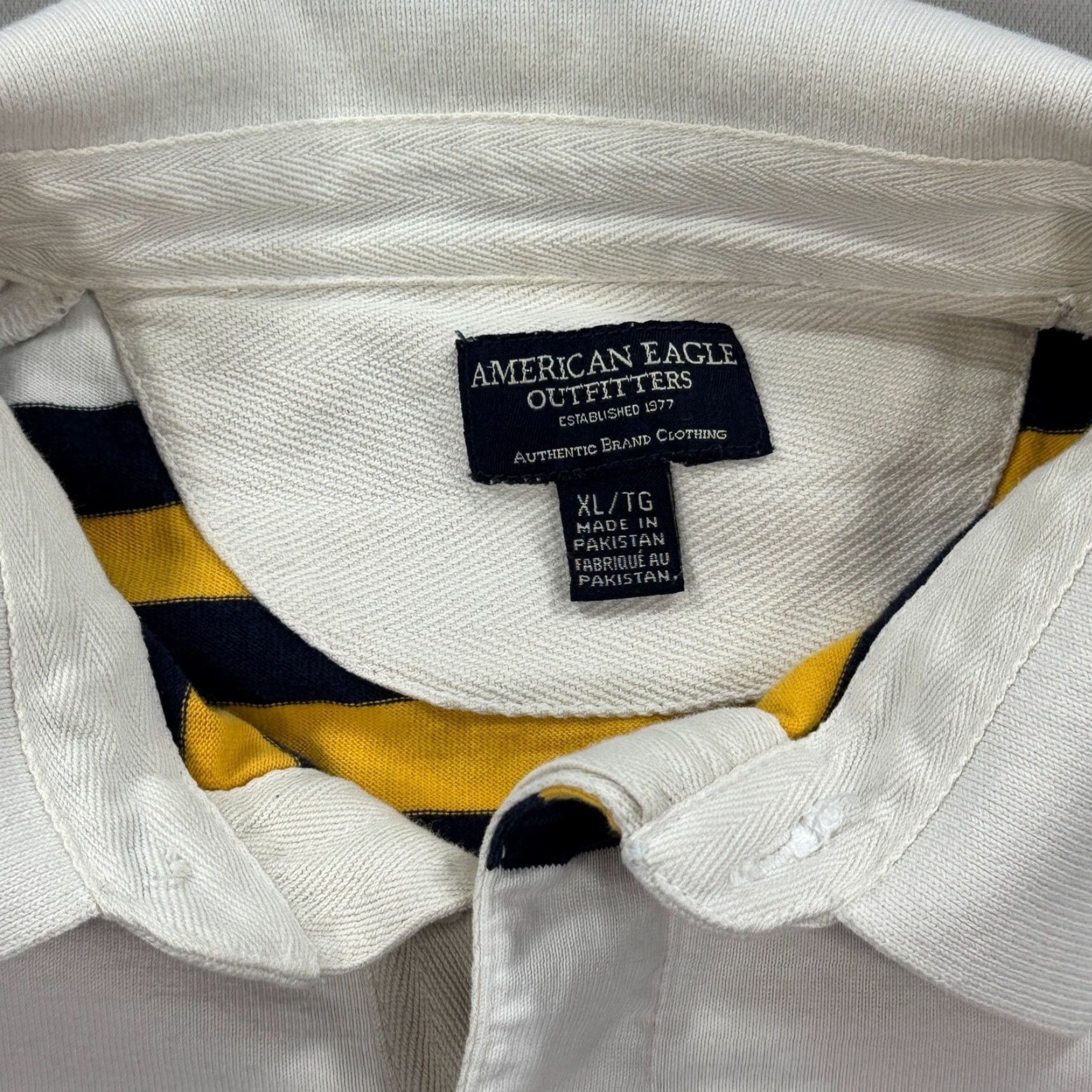 American Eagle Outfitters VINTAGE American Eagle Shirt Polo Men XL White Yellow Striped Y2K Preppy Athletic Casual Size US XL / EU 56 / 4 - 6 Thumbnail
