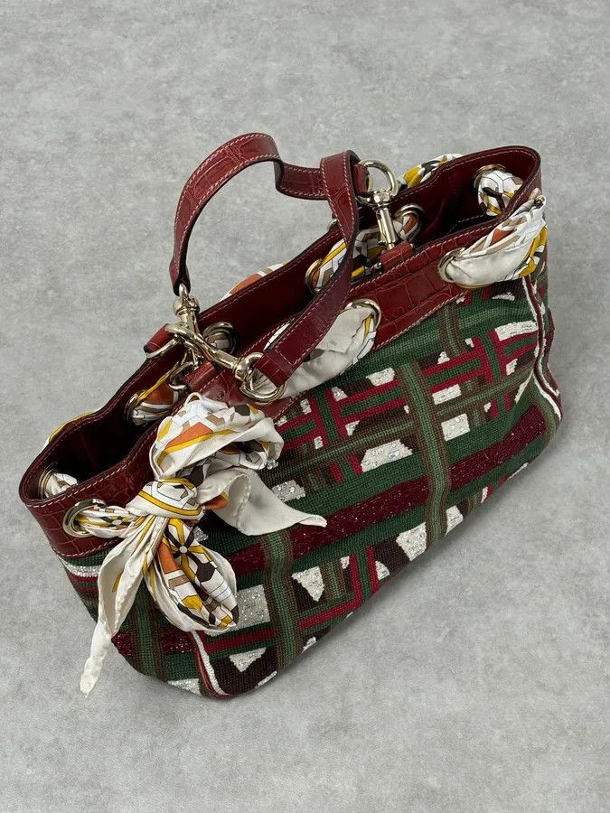 Gucci Gucci Burgundy Embroidered Beaded Canvas 85th Anniversary Positano Tote Bag Size ONE SIZE - 9 Thumbnail
