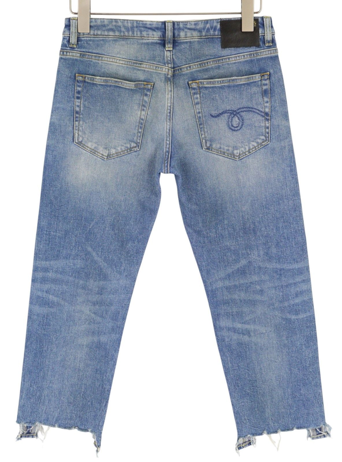 R13 BOY 27 Blue Jasper Stretch Washed Distress Zip Jeans 83158 Size 27" / US 4 / IT 40 - 2 Thumbnail