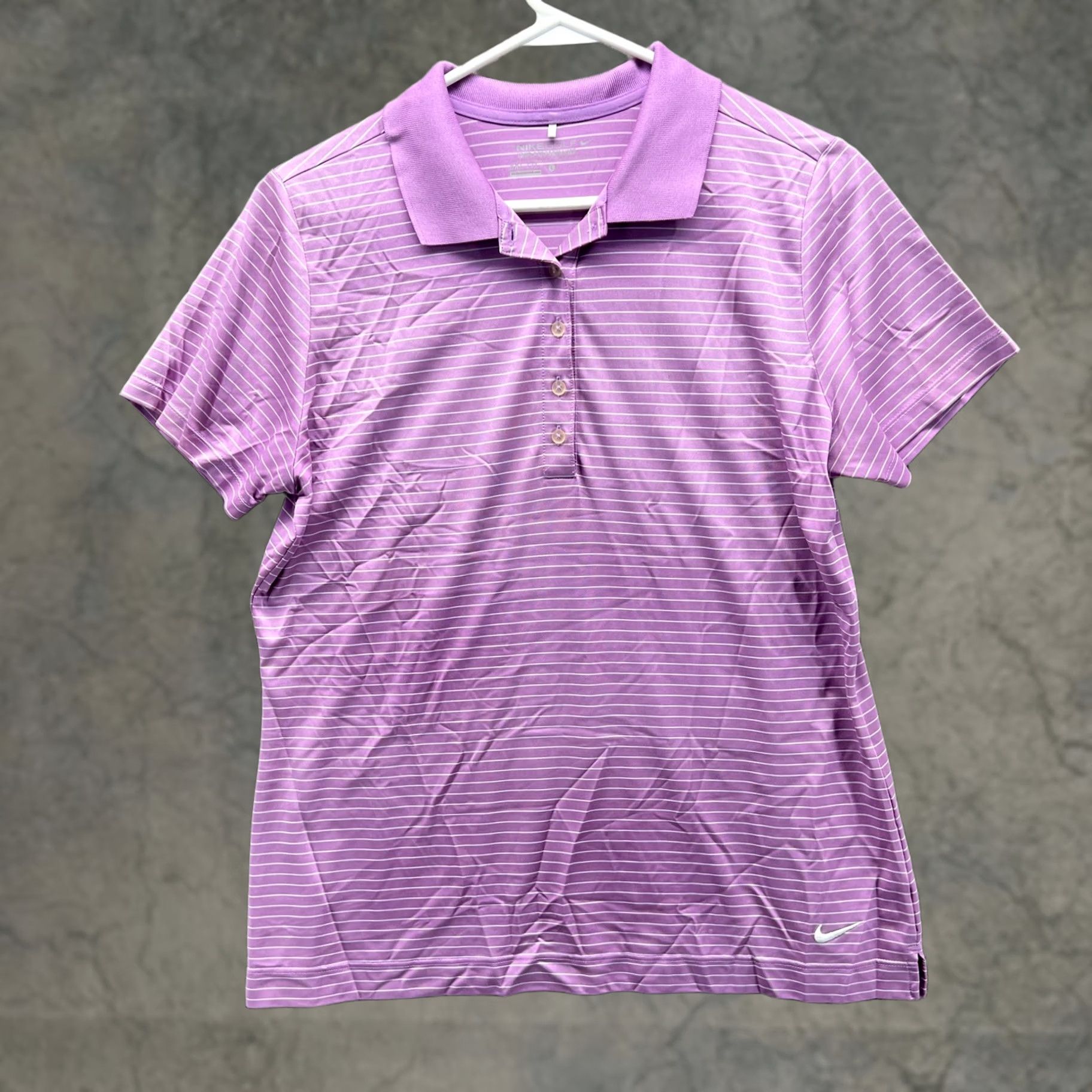 Nike Nike Golf Shirt Womens Large Purple Stripe Dri-FIT Tour Performance Polo Size L / US 10 / IT 46 - 1 Thumbnail