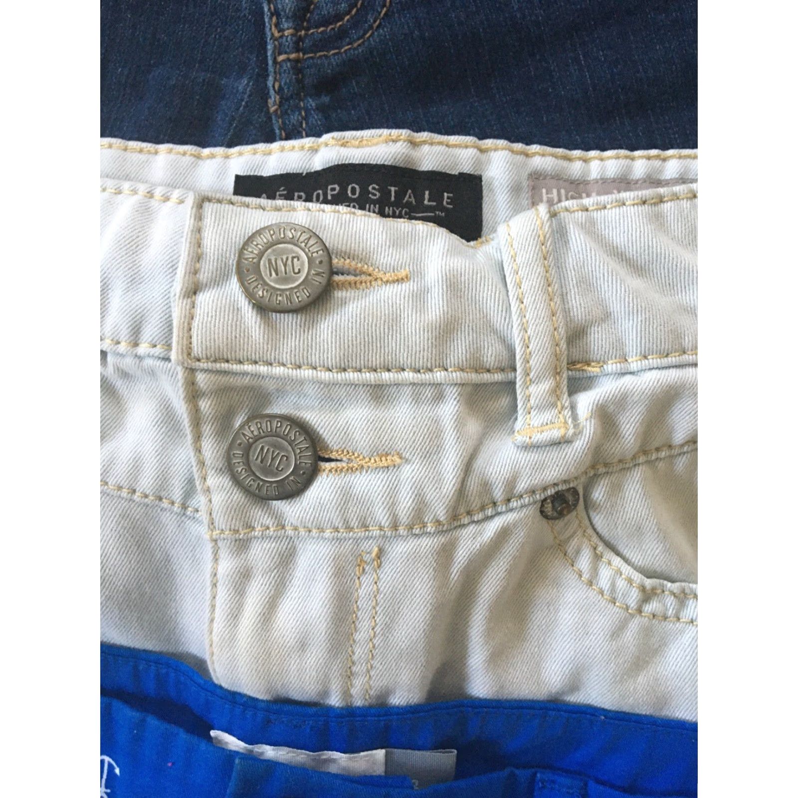 American Eagle Outfitters VINTAGE Old Navy Aeropostale Jessica Simpson Denim Shorts Sz 2 Lot 3 Anchors Dark Wash Size 26" / US 2 / IT 38 - 4 Thumbnail