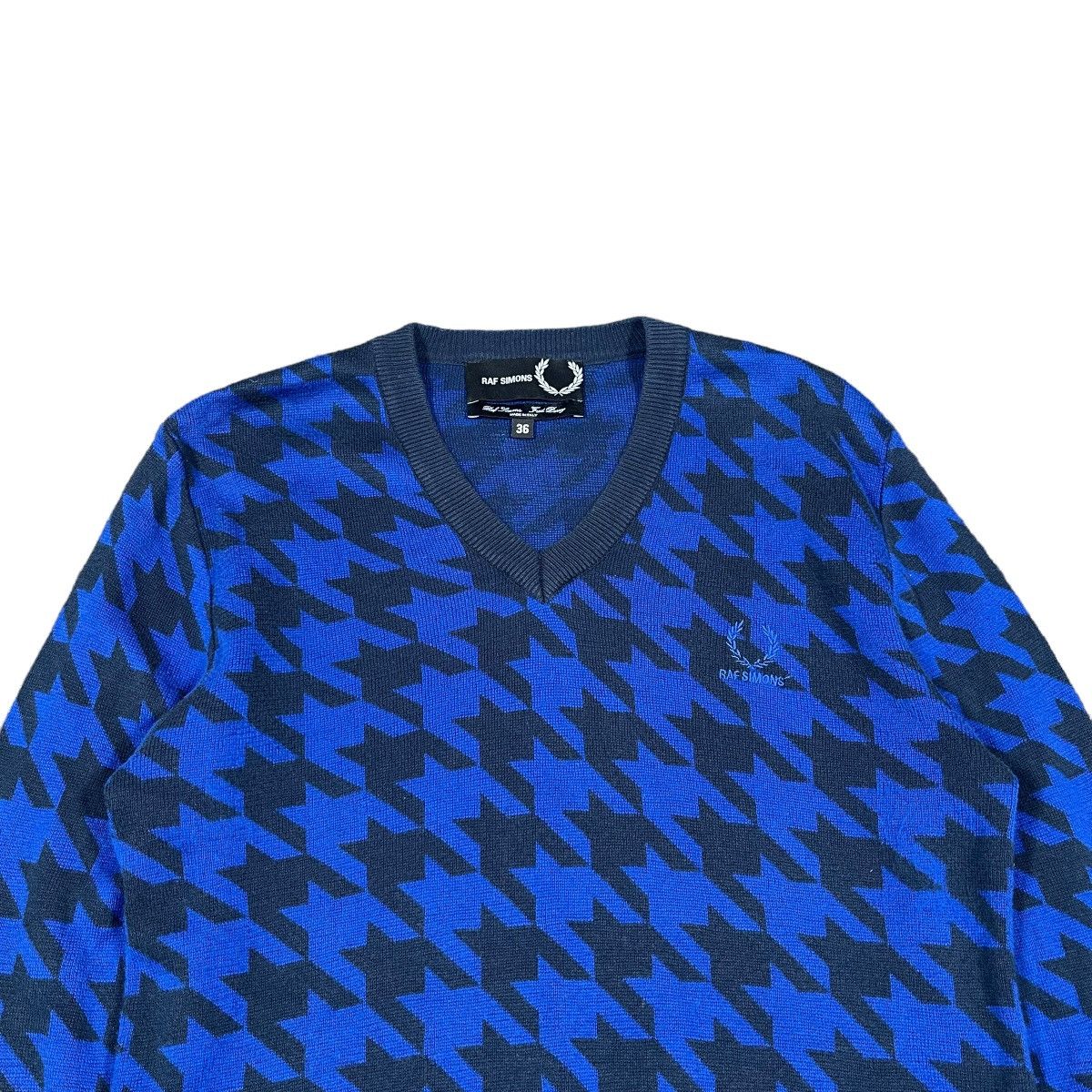 Raf Simons Raf Simons Fred Perry Houndstooth V Neck Sweater Size US S / EU 44-46 / 1 - 4 Thumbnail