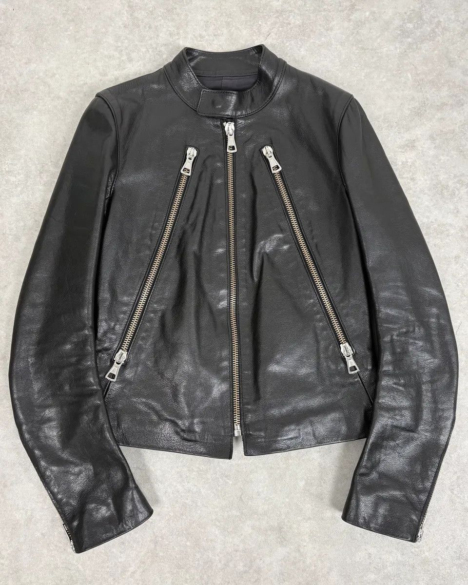 Maison Margiela SS2005 Maison Martin Margiela Black 5 Zip Biker Leather Jacket Size S / US 4 / IT 40 - 1 Thumbnail