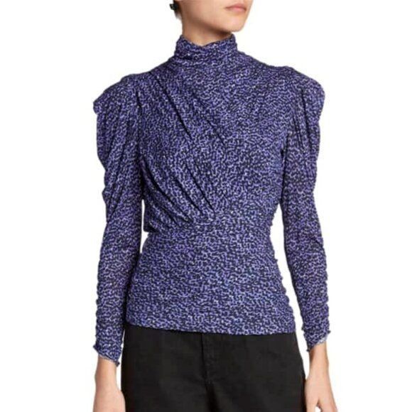Isabel Marant Isabel Marant Jalford Animal Print Ruched High Neck Jersey T Size M / US 6-8 / IT 42-44 - 1 Thumbnail