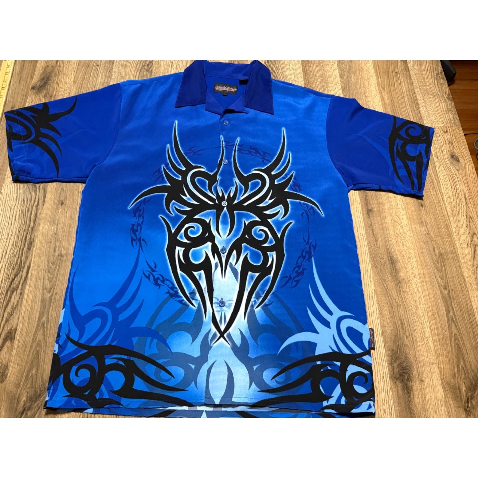 Vintage Sapphire Lounge Shirt Men's XL Blue Black White Short Sleeve Button Up Shirt Size US XL / EU 56 / 4 - 2 Thumbnail