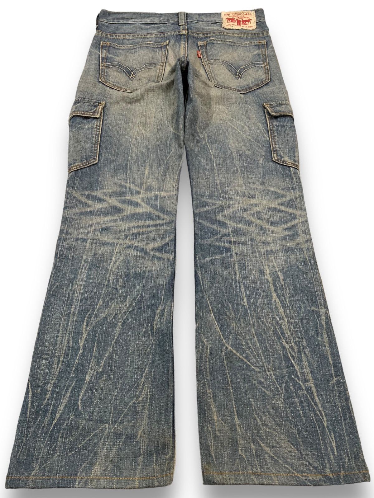 Levi's Vintage 90s Levis 707 Mud Wash Flare Bootcut Cargo Jeans Size US 32 / EU 48 - 2 Thumbnail