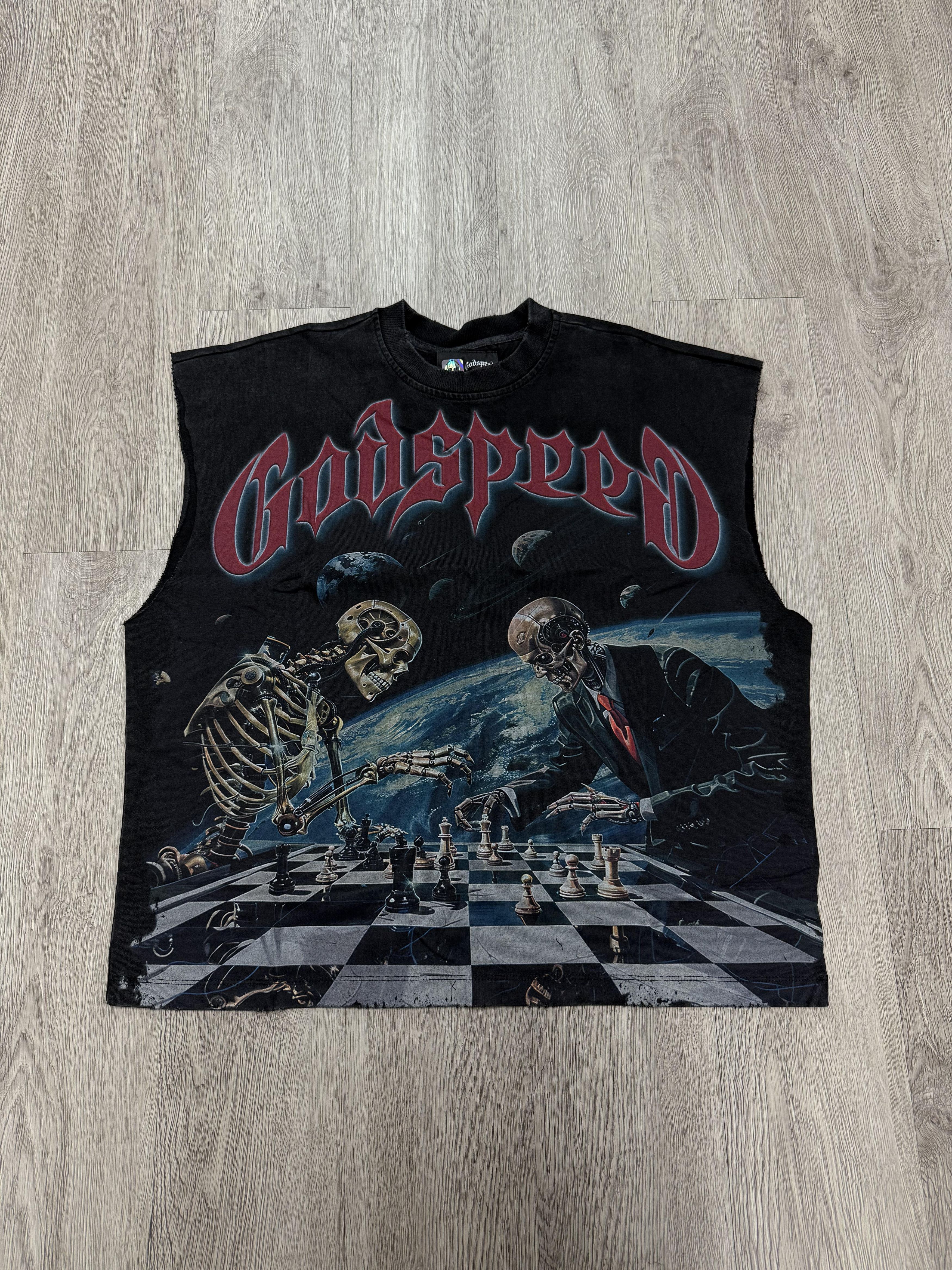 Godspeed Godspeed "Checkmate" Black Wash Sleeveless Tee Size US XXL / EU 58 / 5 - 1 Thumbnail