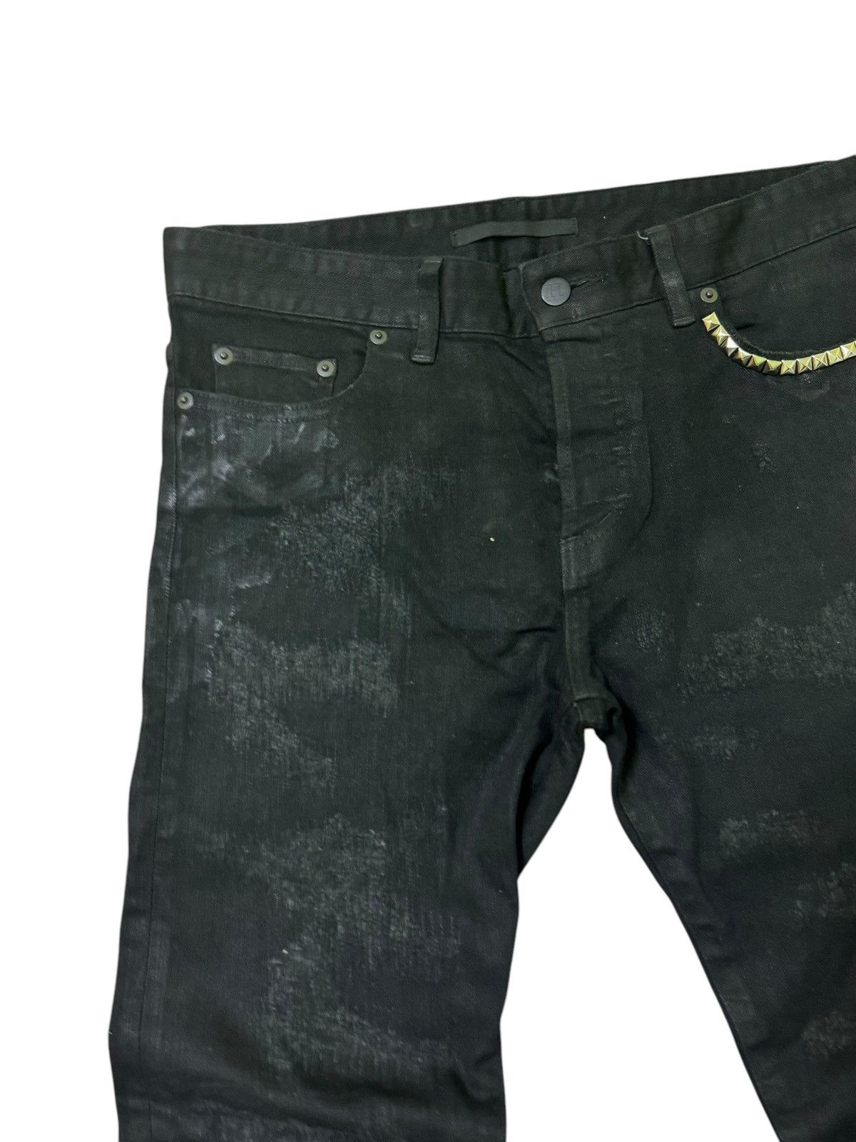 Vintage RARE ARCHIVE HL WAXED DAMAGE COATING SKIN SLIM DENIM Size US 31 - 4 Thumbnail