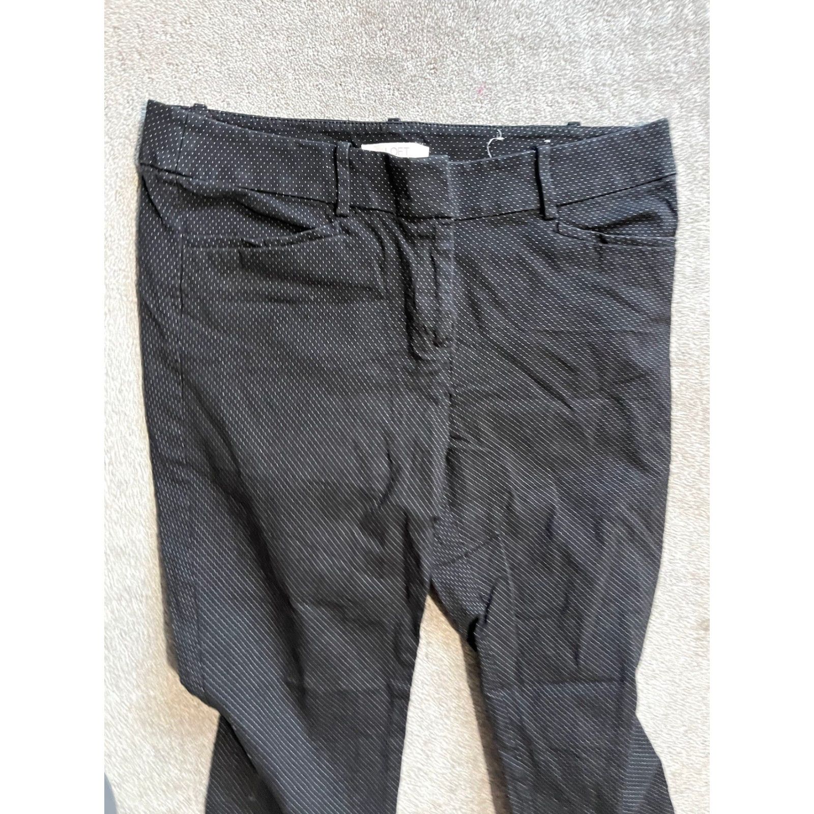 Ann Taylor Ladies Ann Taylor LOFT Marisa The Riviera Pant Chino Pants Size 10 Black Polka Dot Cotton Blend Mid Rise 25 In Ankle Crop Womens Pants Size 32" / US 10 / IT 46 - 2 Thumbnail