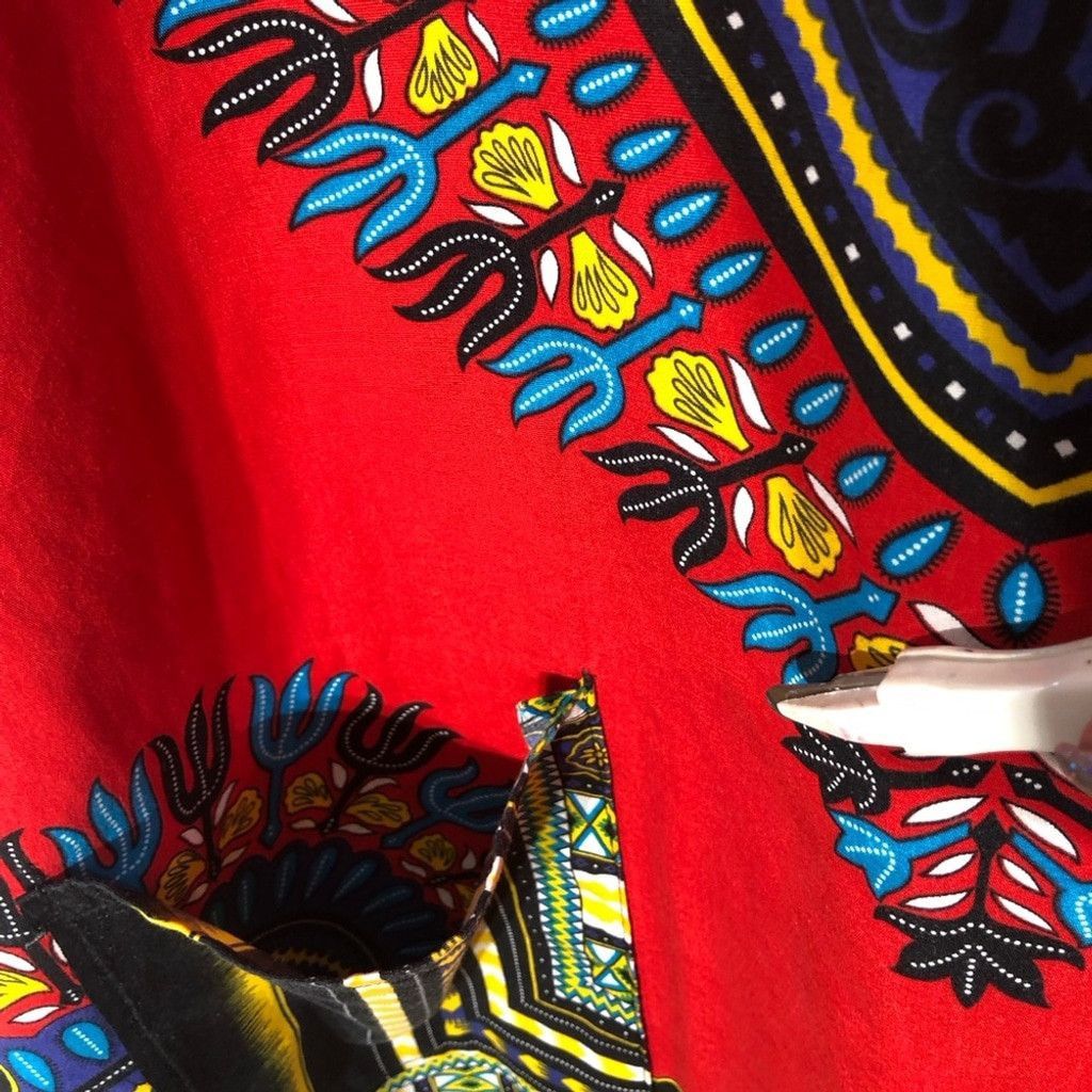 Vintage 70s hippie batik paisley red black green cotton tunic sz L Size US L / EU 52-54 / 3 - 8 Thumbnail
