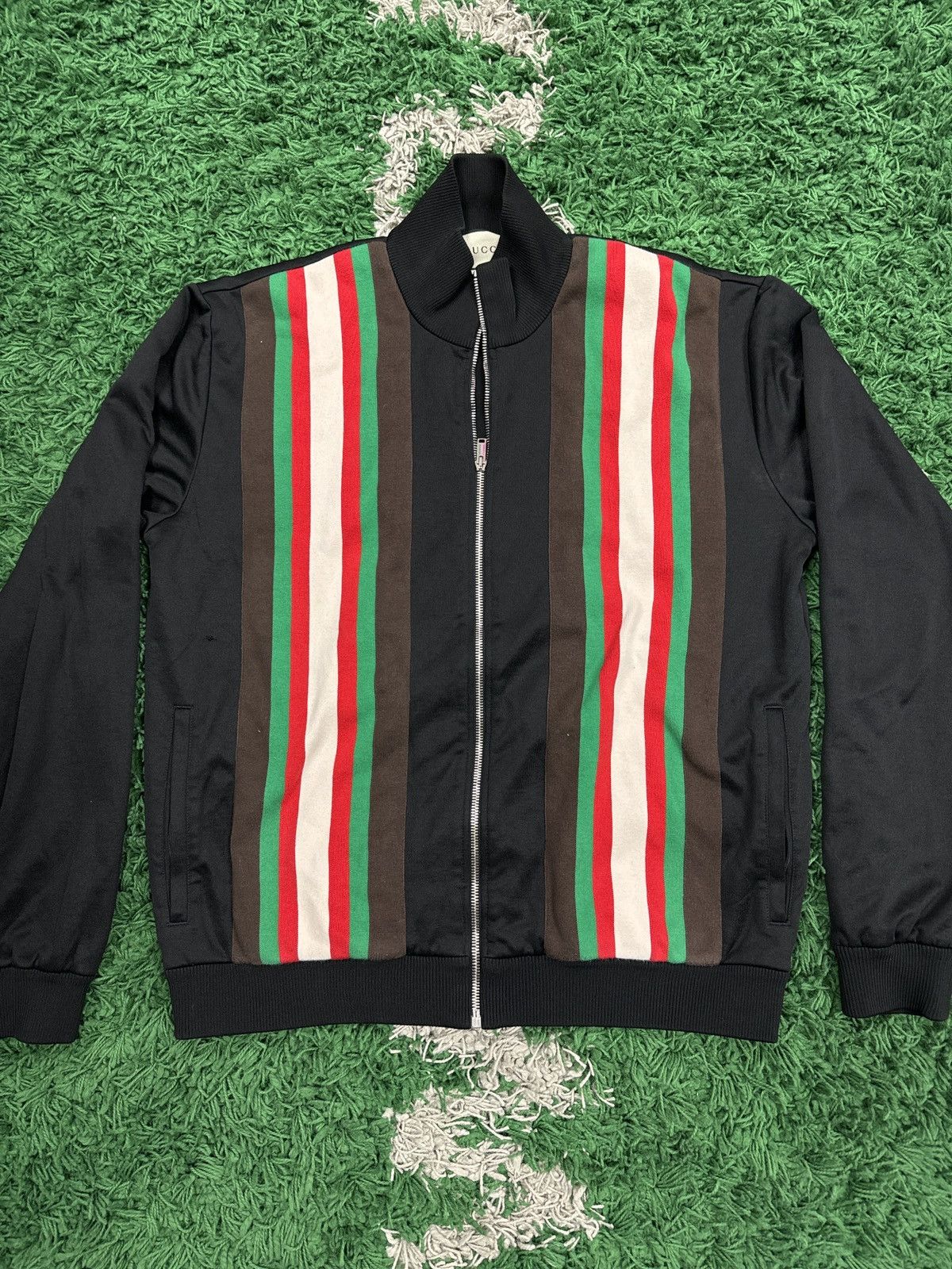 Gucci stripe zip up sweater