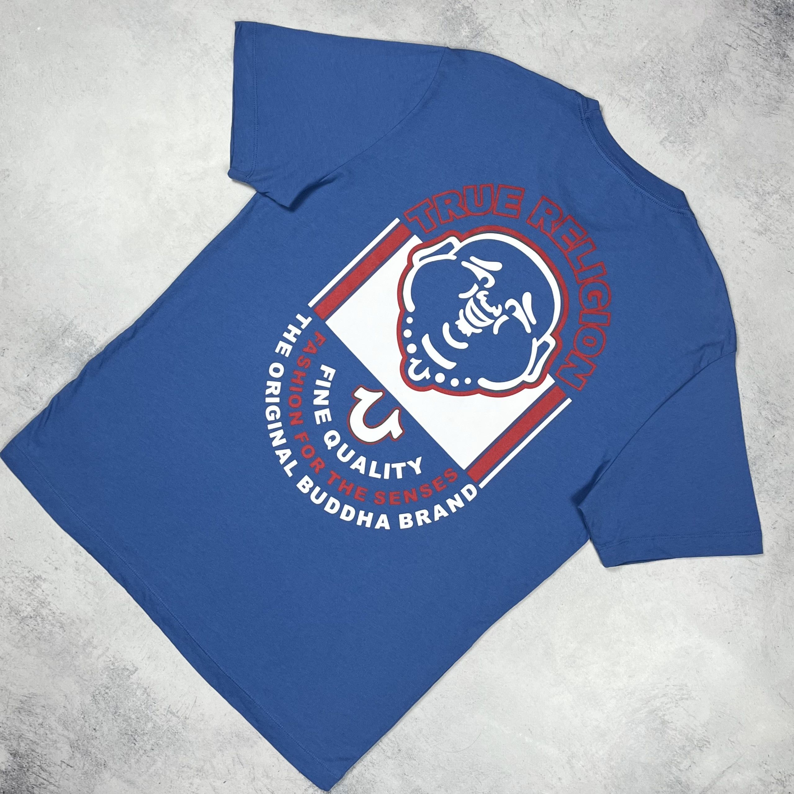 True Religion Y2K Buddha Arch Logo T Shirt