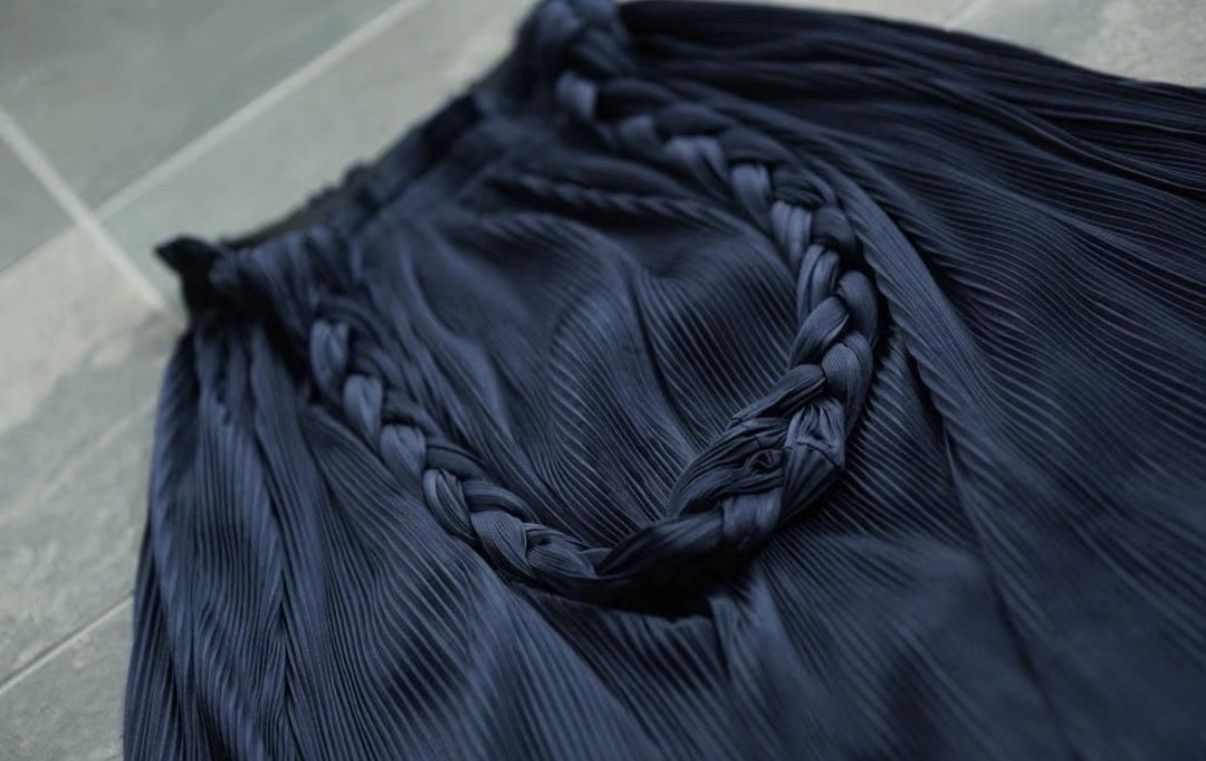 Comme des Garcons COMME des GARÇONS Navy Pleated Cable Knit Overall Dress K23 Size 25" / US 0 / IT 36 - 3 Thumbnail