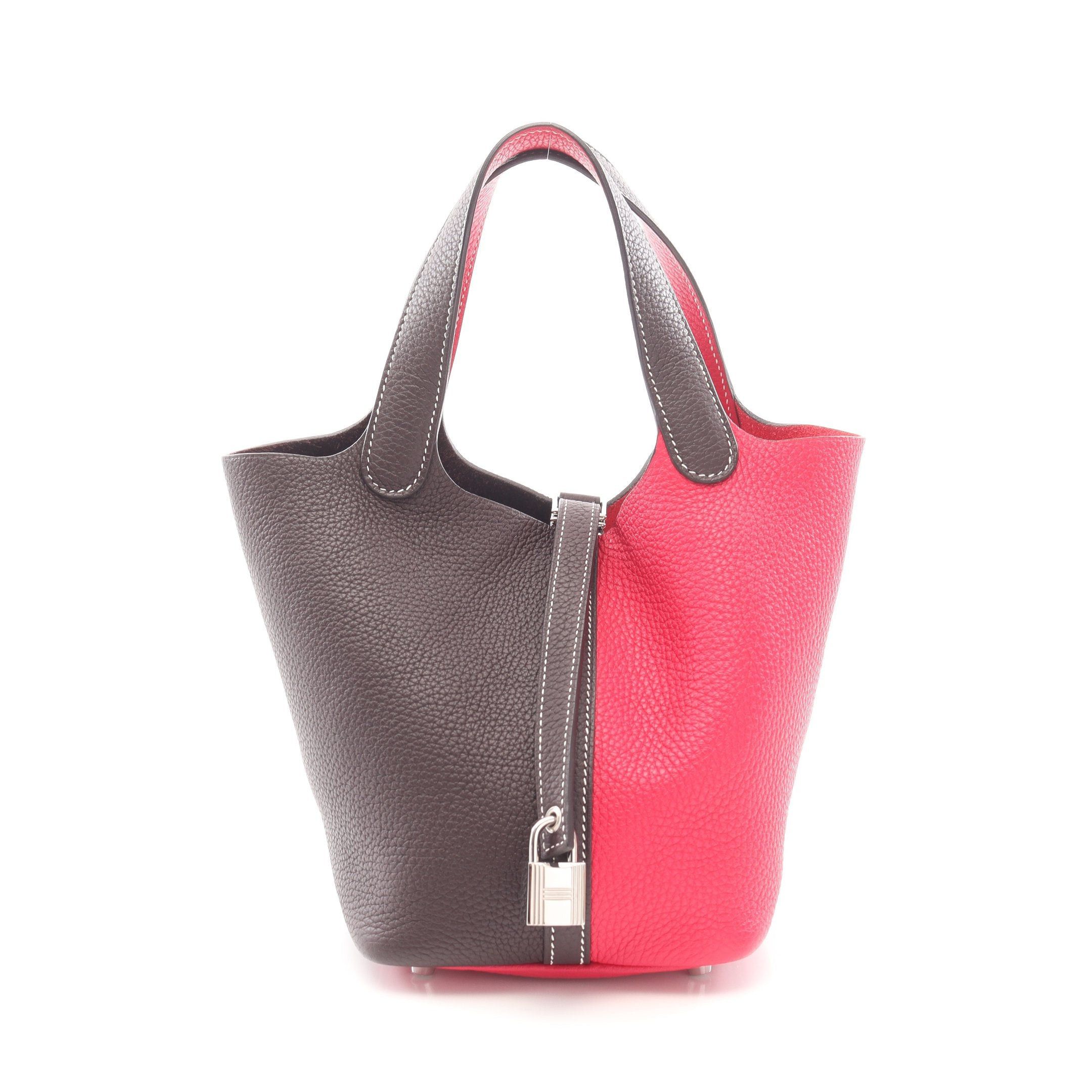 Hermes Hermes Picotane Pm Rouge Serie Raspberries Handbag Clemence Leather Pink Purple Dark Brown Silver Hardware Z Stamp Size ONE SIZE - 1 Thumbnail