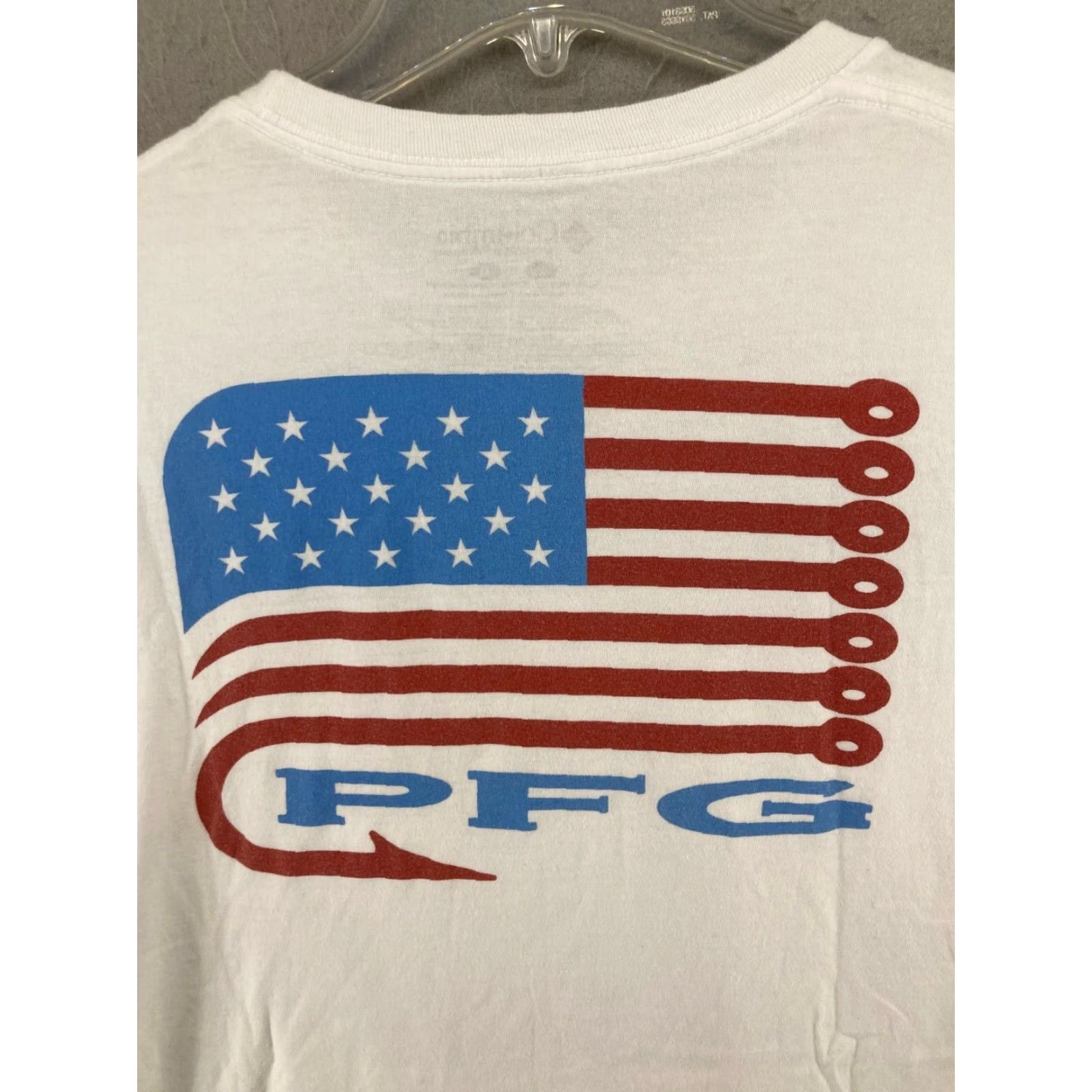 Vintage Columbia TShirt Large White Fishing Outdoor American Flag Mens Size US L / EU 52-54 / 3 - 2 Thumbnail