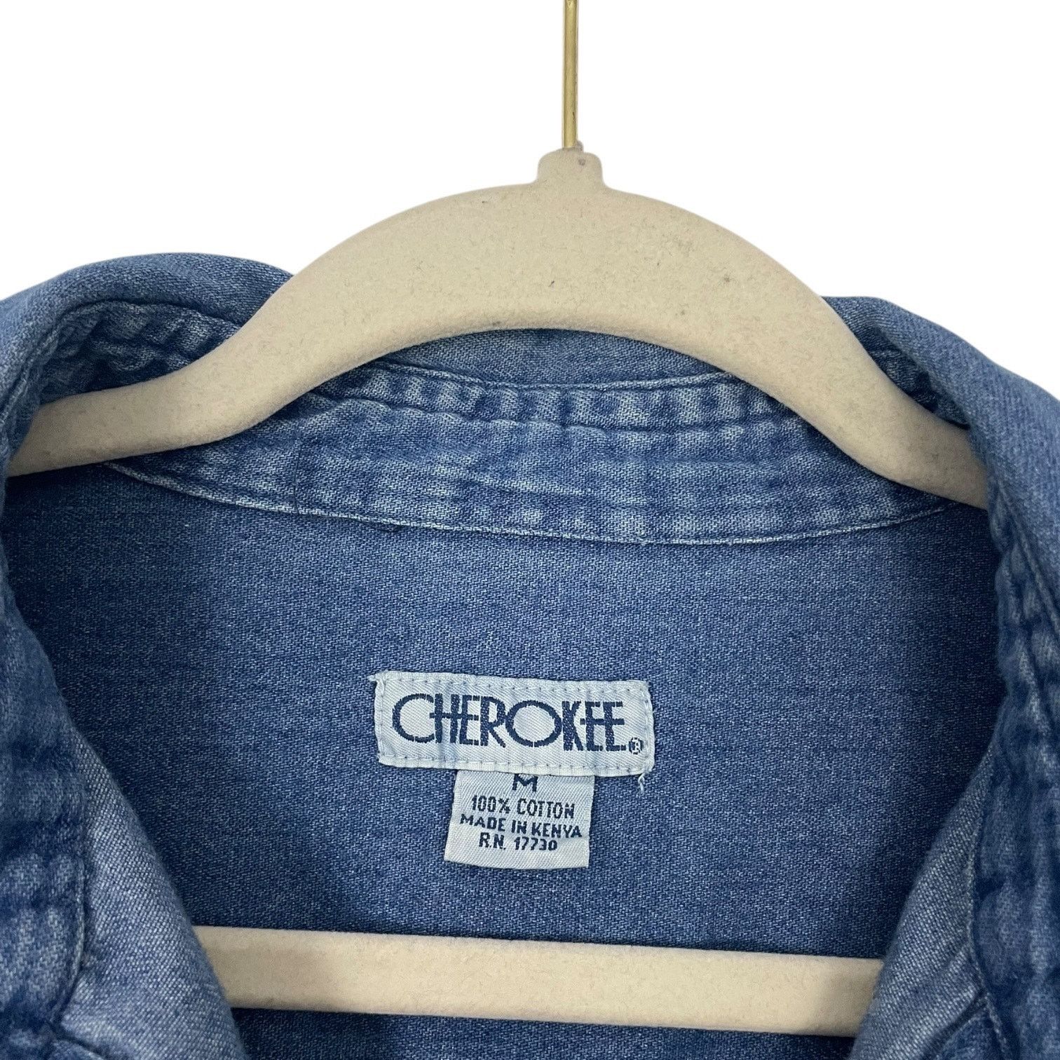 Cherokee Cherokee Mens Vintage Denim Button Down Short Sleeve Shirt Size US M / EU 48-50 / 2 - 6 Thumbnail