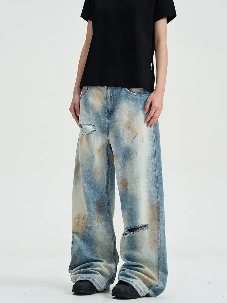 Japanese Brand × Jean Paint Splatter Colorful Distressed Baggy Denim Jeans Size US 30 / EU 46 - 2 Thumbnail