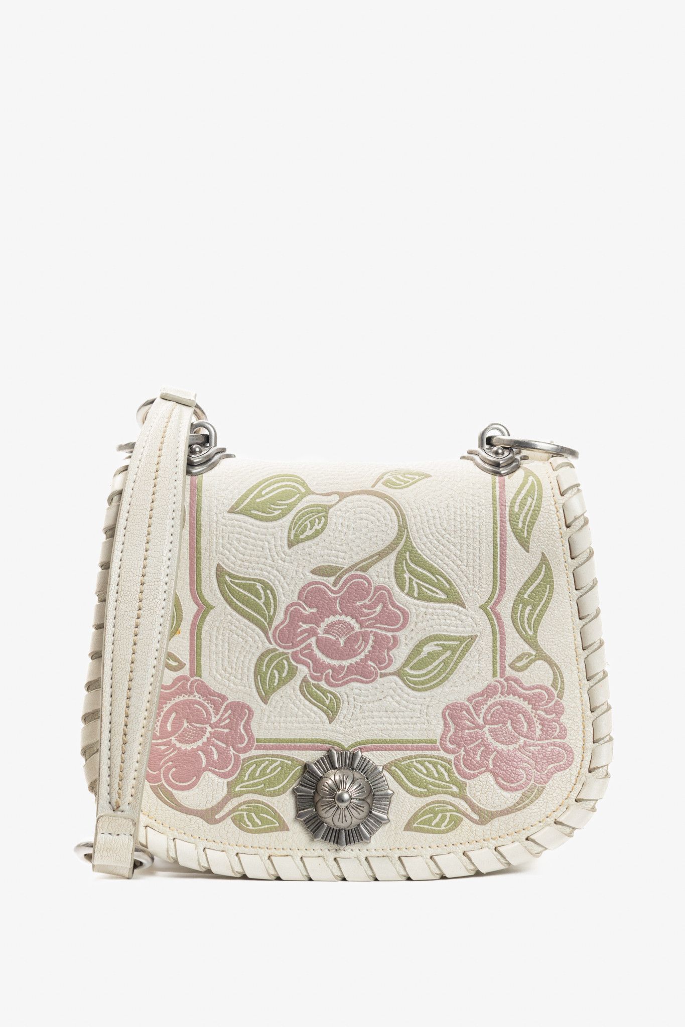 Miu Miu Miu Miu Madras Flora Leather Whipstitch Flap Crossbody Size ONE SIZE - 1 Thumbnail