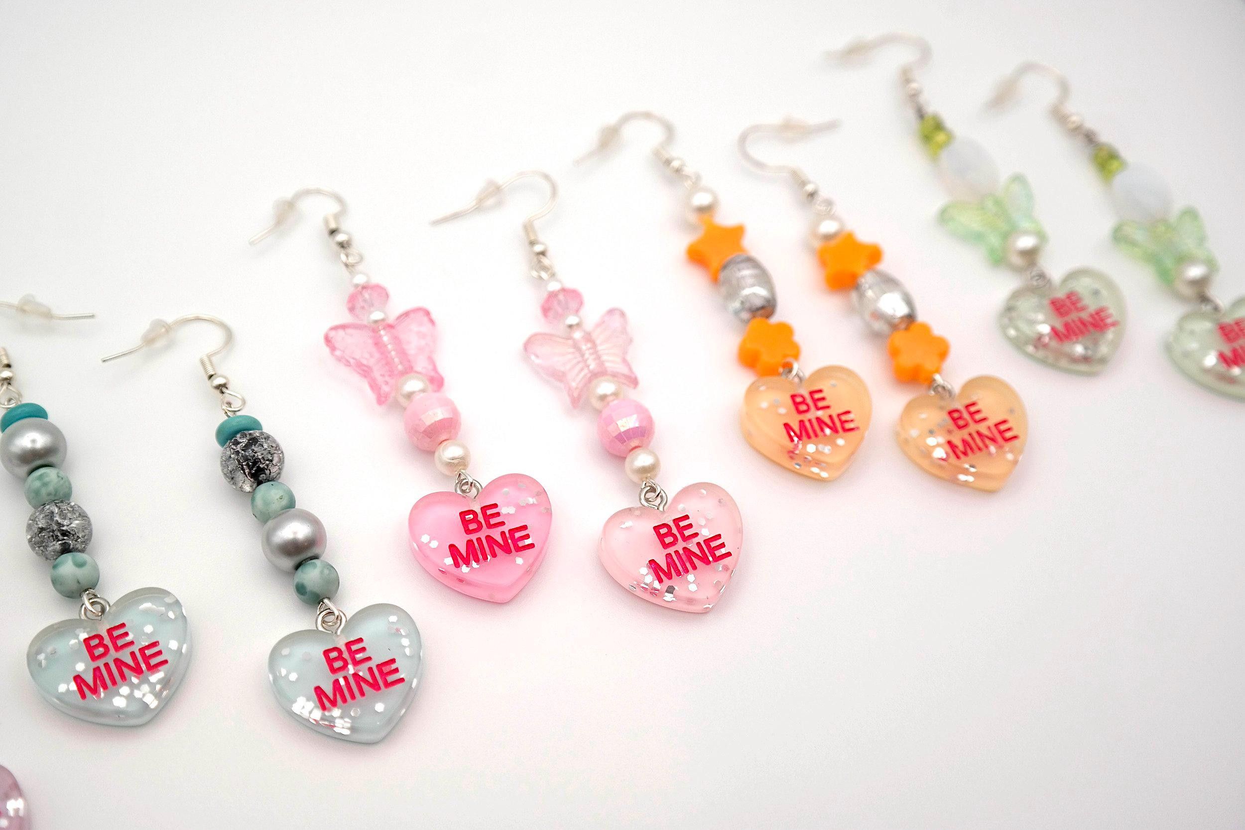 Handmade Valentine Candy Heart Earrings Size ONE SIZE - 2 Thumbnail
