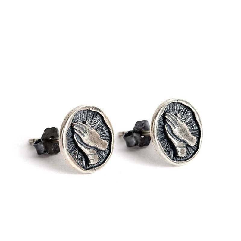 Jewelry Devout Hands Stud Earrings 925 Sterling Silver Ear Gift Size ONE SIZE - 1 Thumbnail