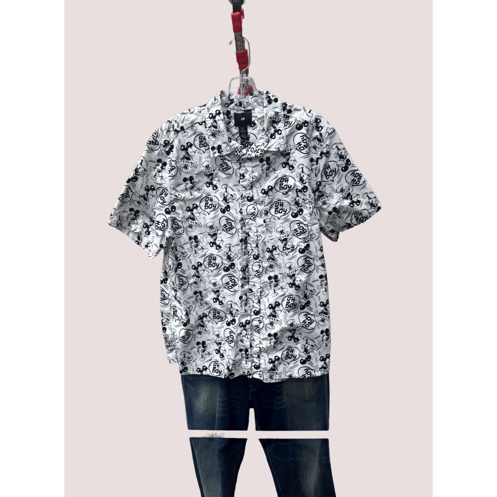 H&M H & M Mickey Mouse Oh Boy Button Up Shirt Shirt M Mens Short Sleeve Multicolor 100% Happiness 90s Size US M / EU 48-50 / 2 - 1 Thumbnail