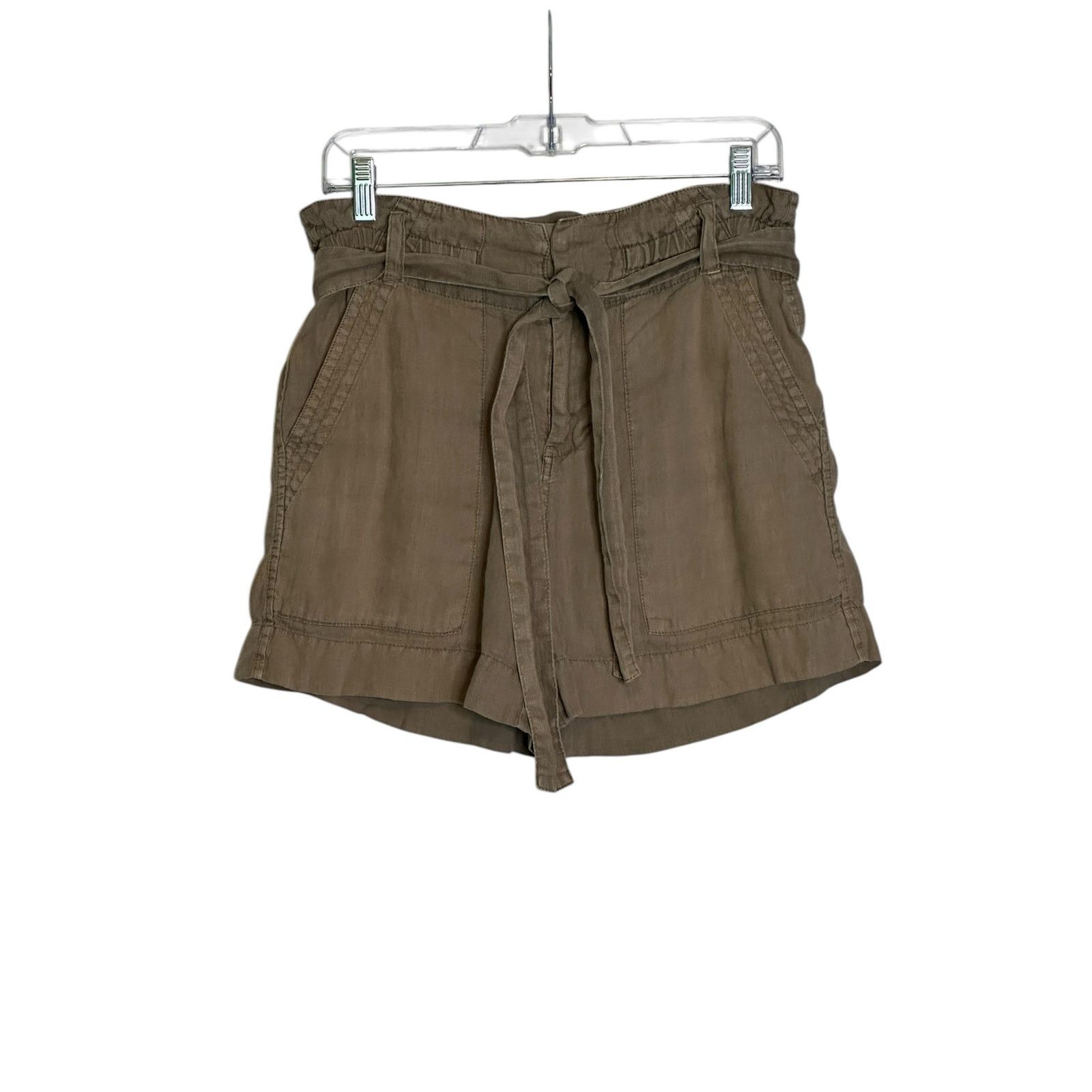 Joie Joie Greenish Beige Linen Paper Bag Tie Waist Shorts size 2 Size 26" / US 2 / IT 38 - 11 Thumbnail