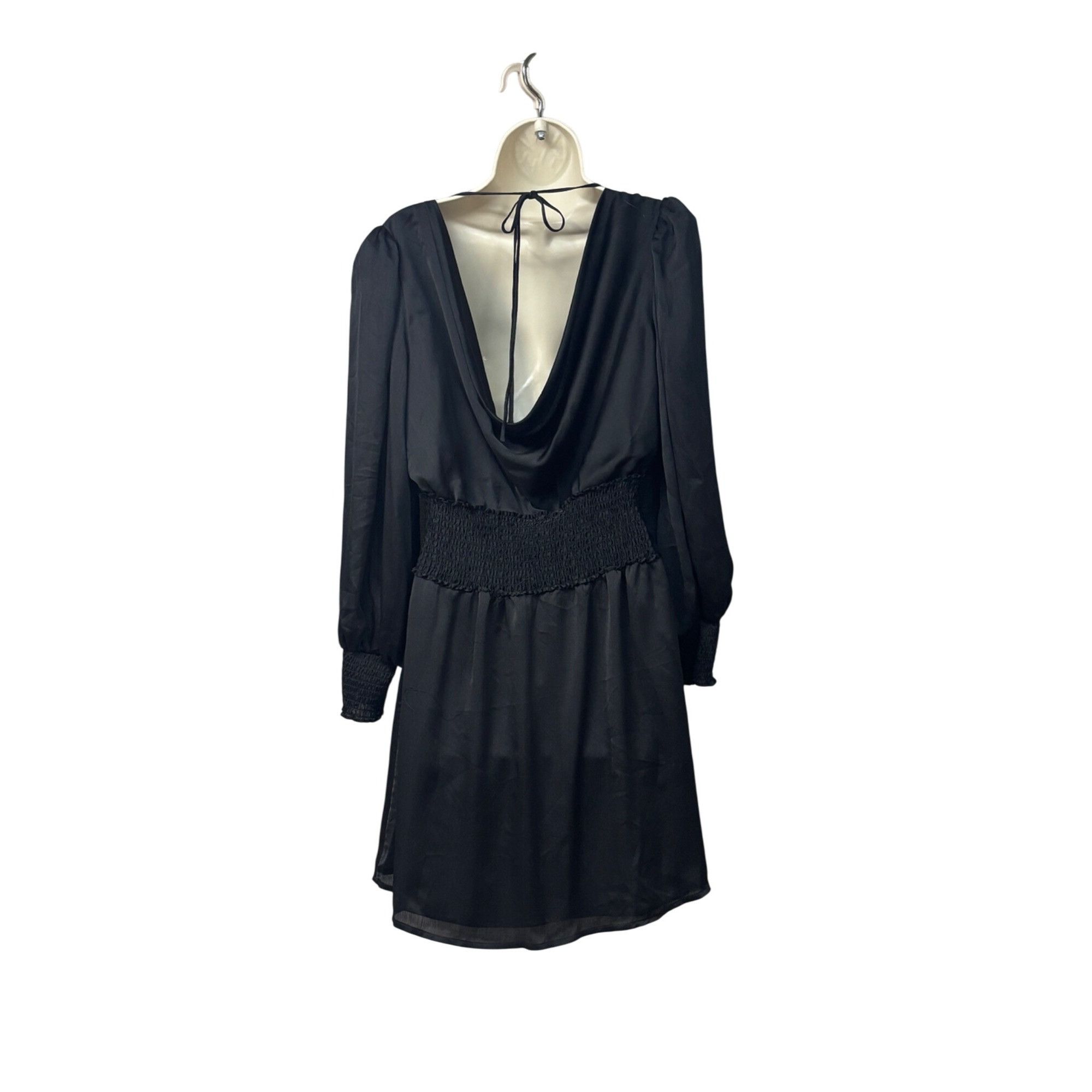 Other LEYDEN Womens Black SatinSmocked Cowl-Back Dress, Black, XL Size XL / US 12-14 / IT 48-50 - 12 Thumbnail