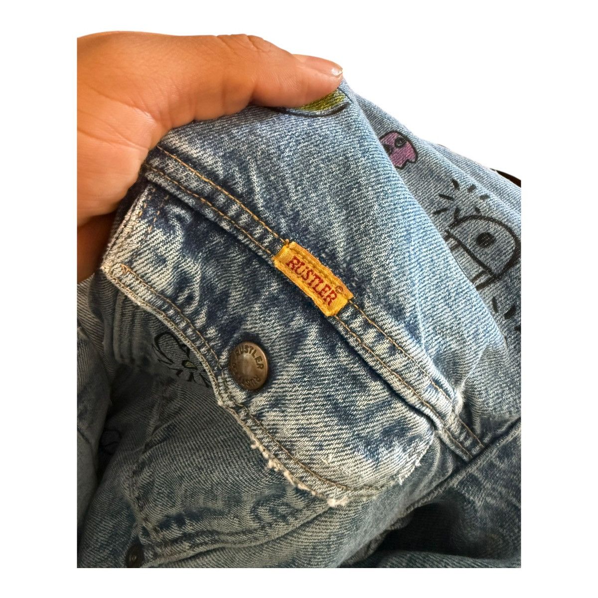 Rustler Rustler XL Custom Hand Painted Distressed Denim Jacket Size US XL / EU 56 / 4 - 15 Thumbnail