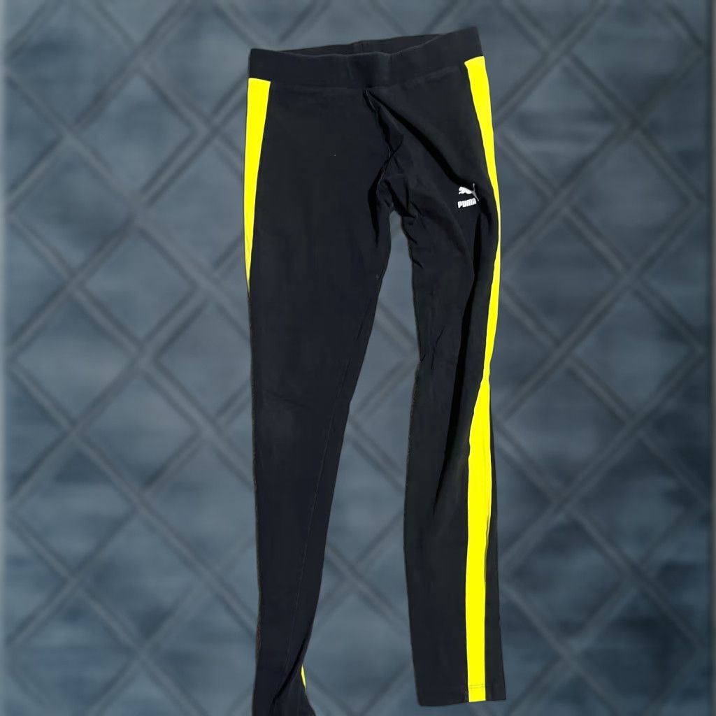 Puma Puma Leggings Womens Small Black Yellow Yoga Pants Gym Casual Stretch Size 28" / US 6 / IT 42 - 1 Thumbnail