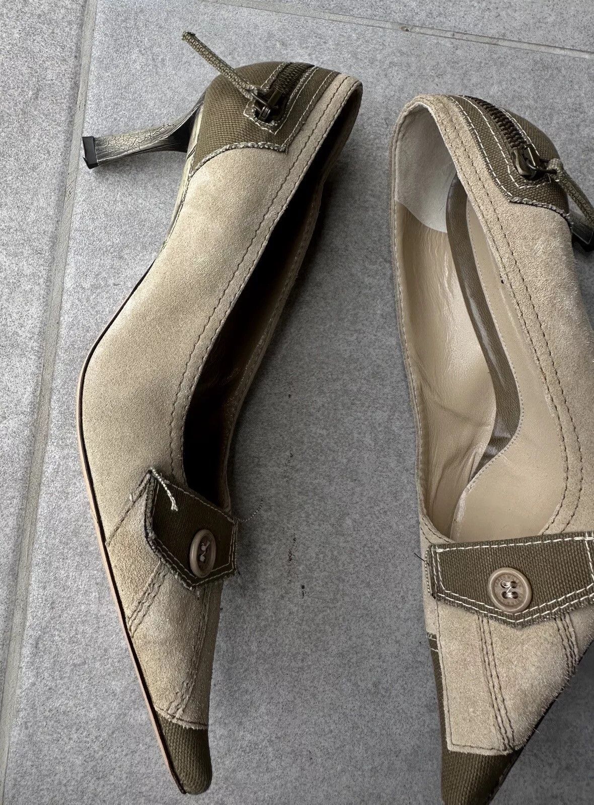 Karen Millen Vintage Karen Millen Leather Denim y2k Heels Kitten Shoes Size US 6 / IT 36 - 12 Thumbnail