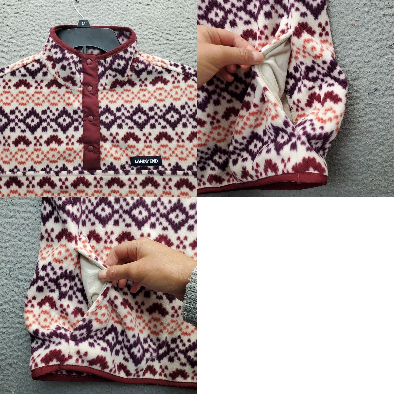 Lands' End Lands' End Heritage Fleece Sweater Women M Multi Fair Isle 1/4 Snap Pullover EUC Size M / US 6-8 / IT 42-44 - 8 Thumbnail