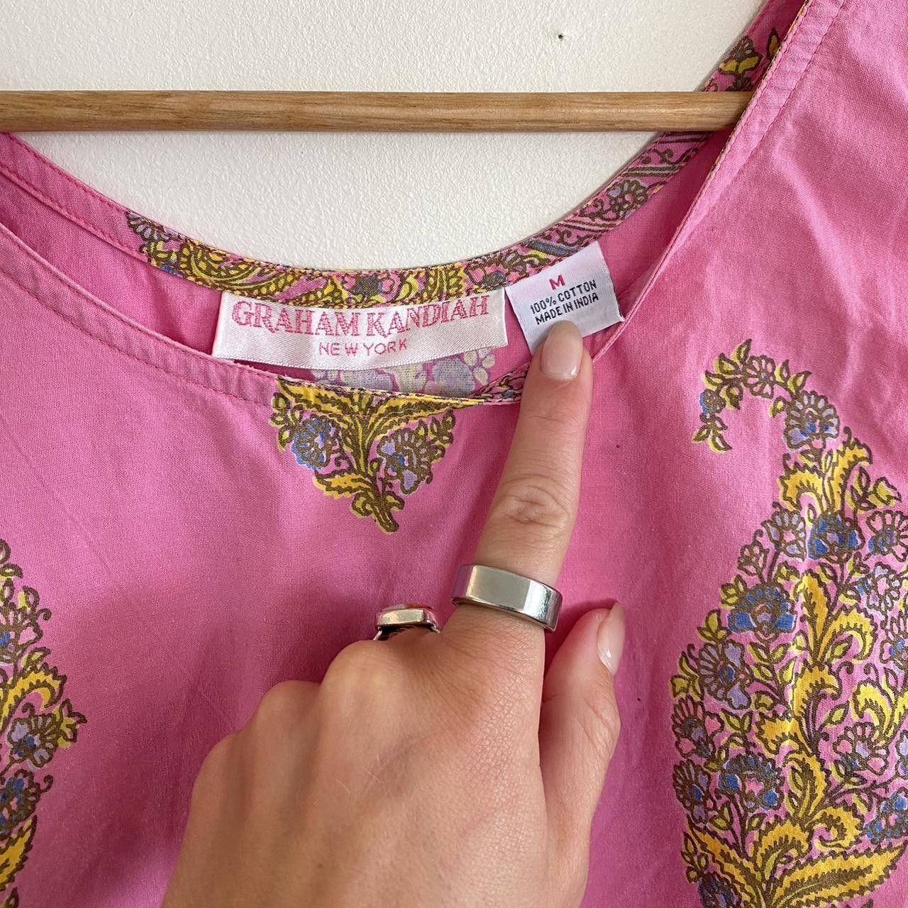 Designer GRAHAM KANDIAH PINK BOHO BOHEMIAN MINI SUMMER DRESS MEDIUM Size M / US 6-8 / IT 42-44 - 5 Thumbnail