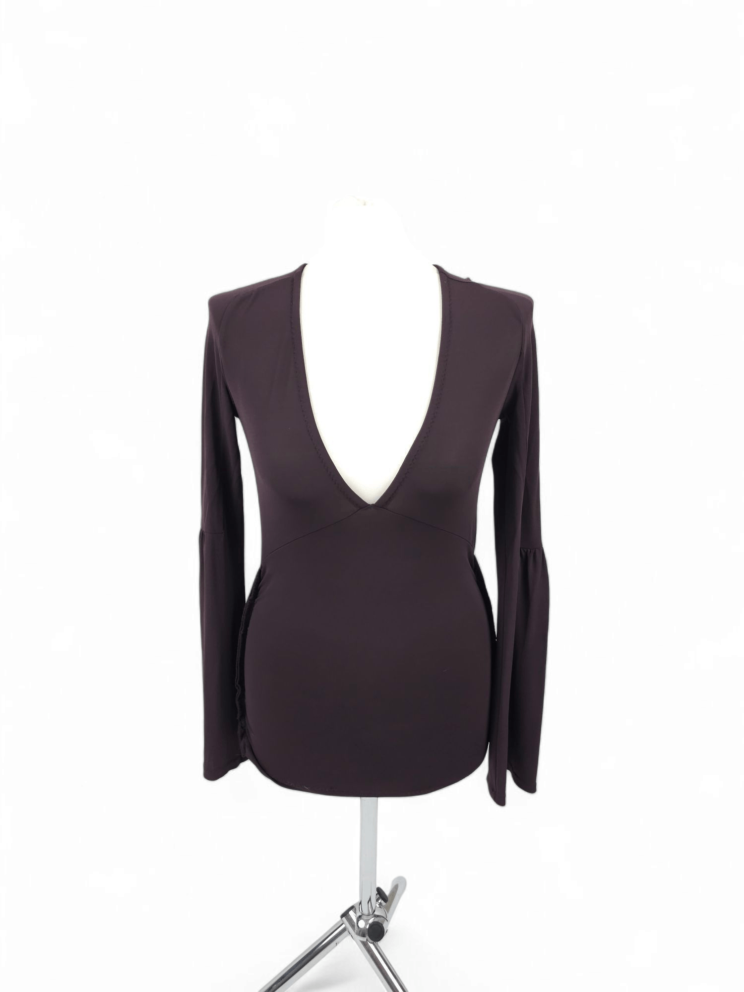 Patrizia Pepe 💎 Patrizia Pepe Purple V-neck Top Blouse Violet Dark Size S / US 4 / IT 40 - 1 Thumbnail