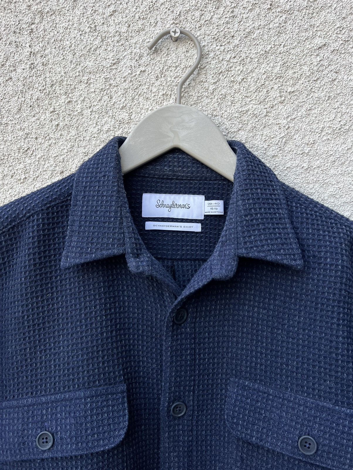 Schnaydermans Schnaydermans Navy Wool Waffle Boxy Shirt Jacket Size US M / EU 48-50 / 2 - 3 Thumbnail