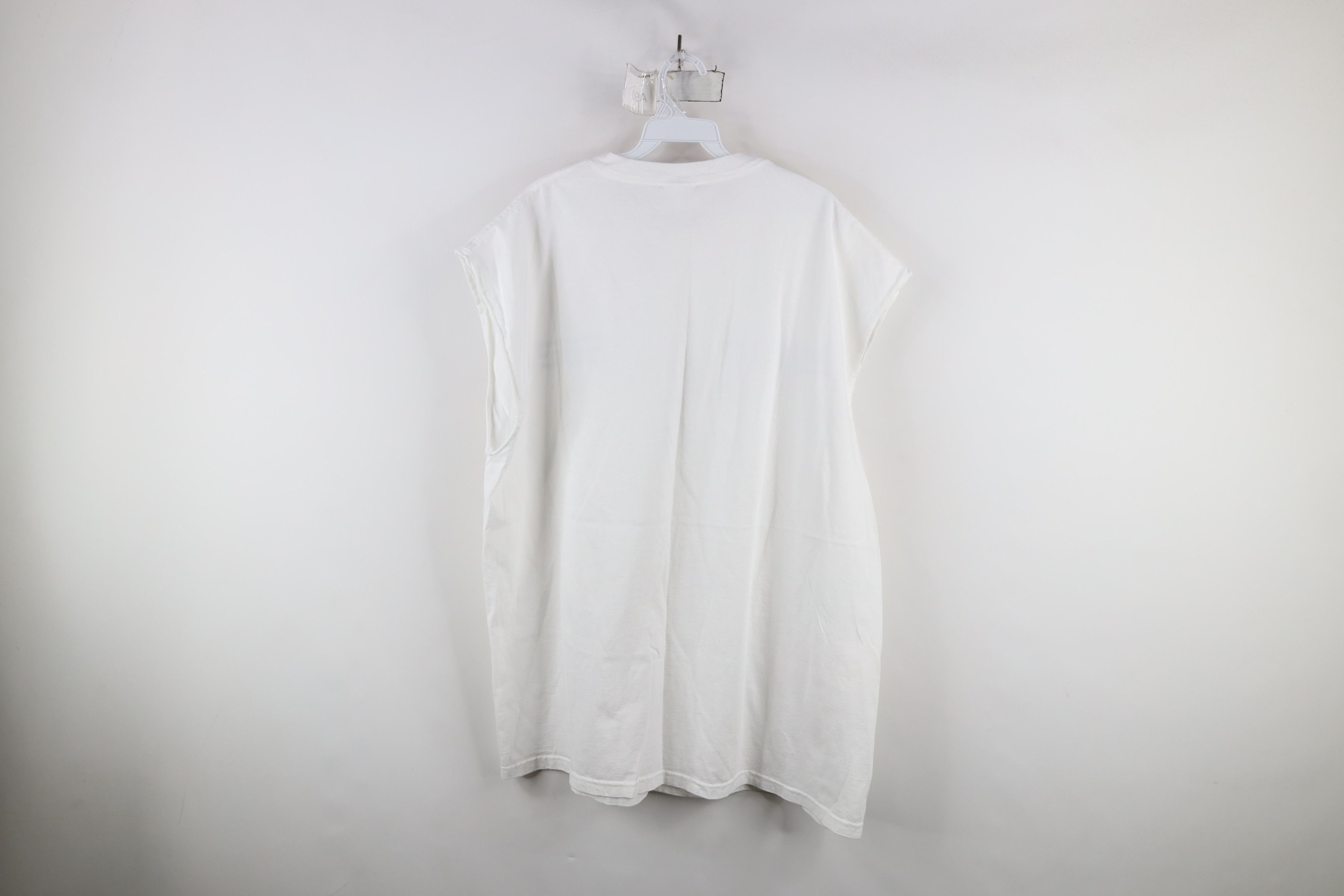 Adidas × Vintage Vintage 90s Adidas Spell Out Cut Off Muscle T-Shirt White Size US XL / EU 56 / 4 - 11 Thumbnail