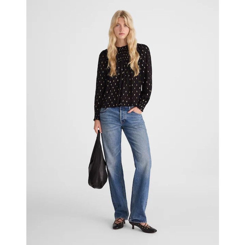 Madewell NWOT Madwell Smocked High-Neck Long-Sleeve Top in Clip Dot Size M / US 6-8 / IT 42-44 - 1 Thumbnail