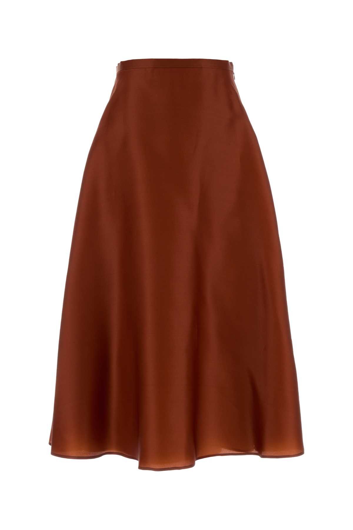 Alberta Ferretti Brick Silk Skirt Size 27" / US 4 / IT 40 - 1 Thumbnail