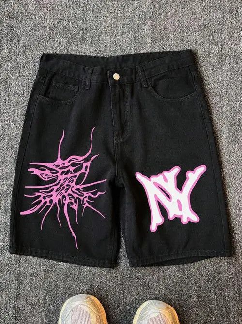 Jean VINTAGE graphic Y2K DRIP denim shorts Size US 36 / EU 52 - 1 Thumbnail