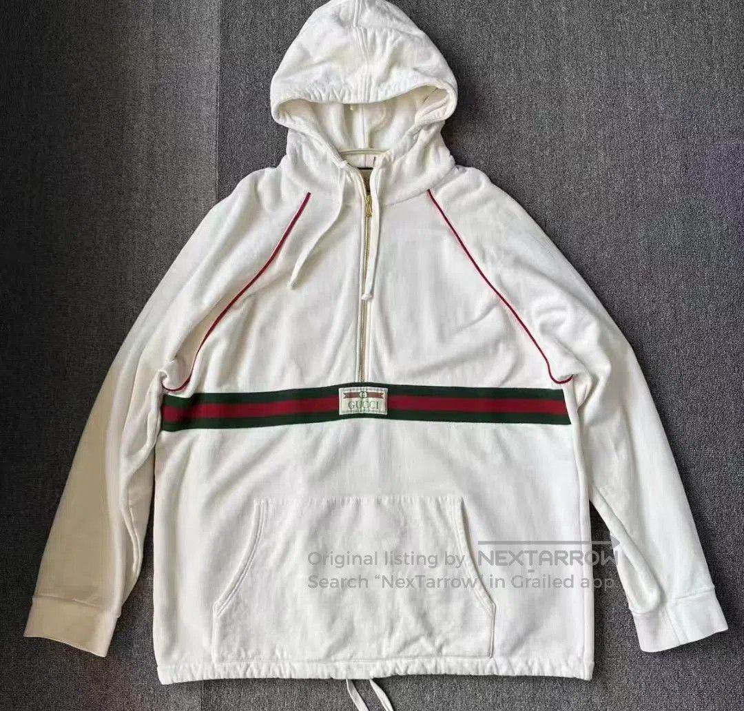 Gucci Gucci White Stripe Hooded Sweatshirt. Size US XXL / EU 58 / 5 - 1 Thumbnail